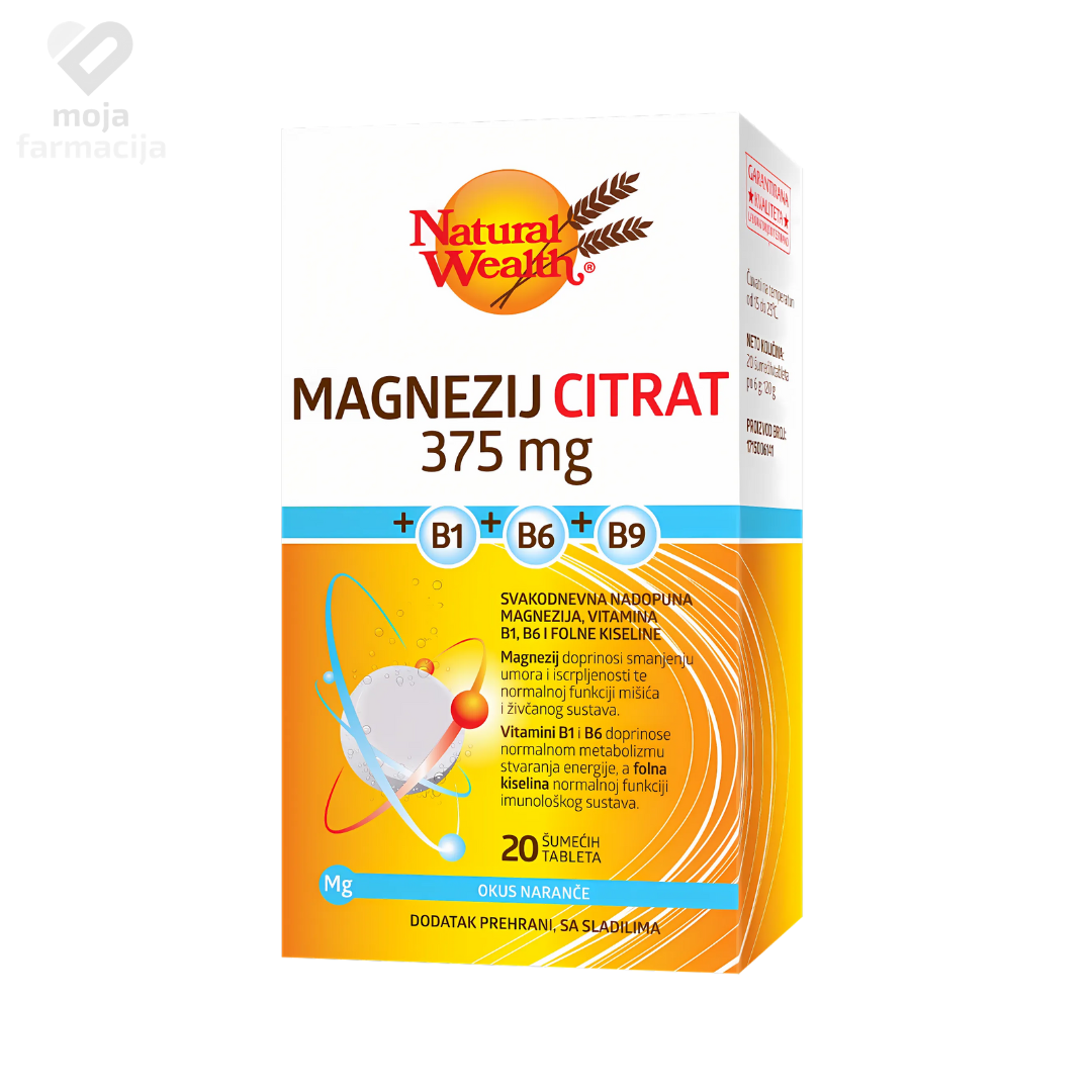 NATURAL WEALTH Magnezij citrat + B1 + B6 + B9 šumeće tablete