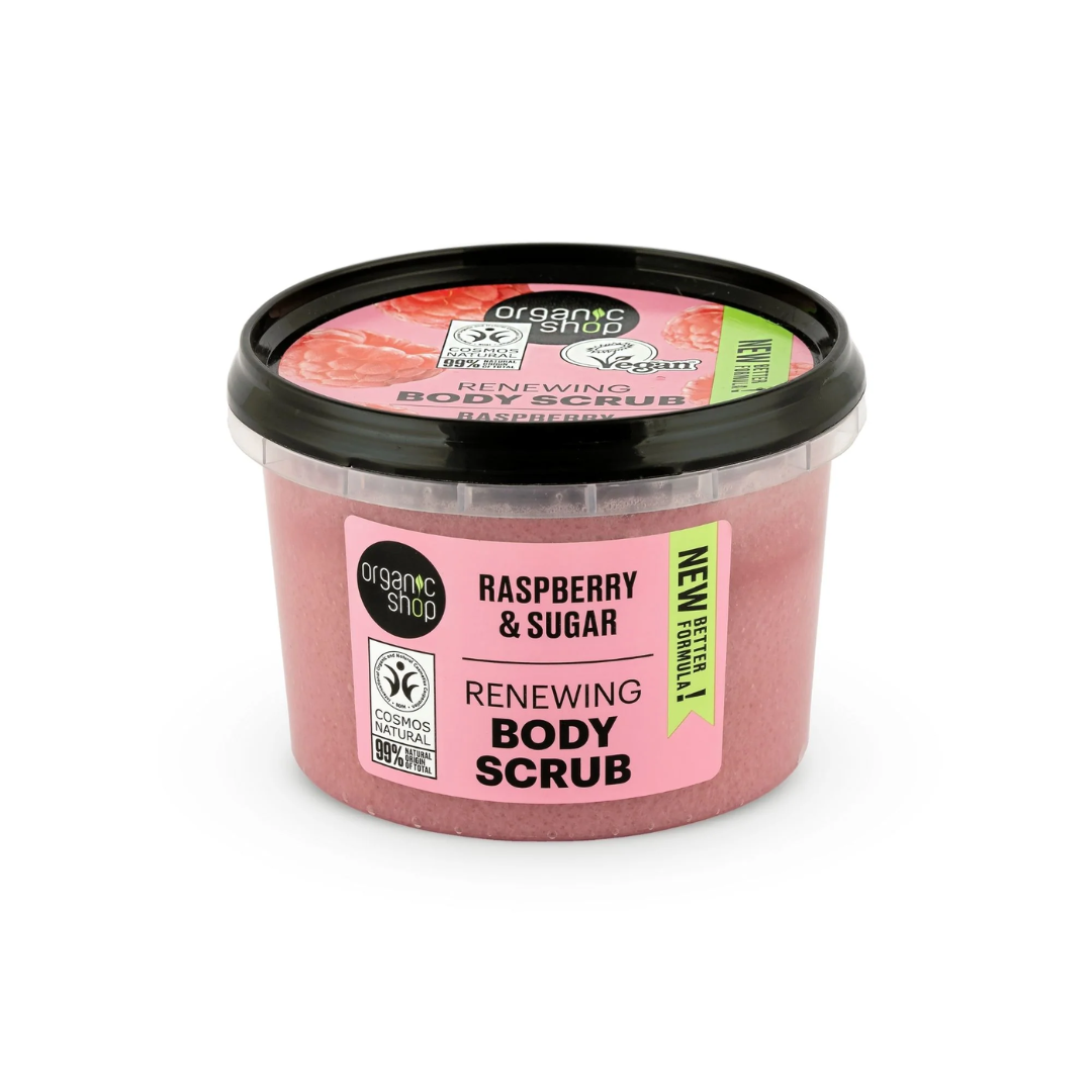 Slika proizvoda ORGANIC SHOP Piling za tijelo sa malinom i šećerom 250ml iz online apoteke Moja Farmacija - BIH