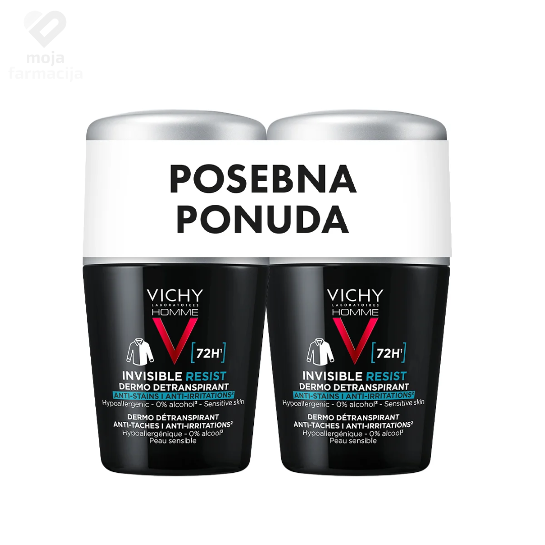 VICHY Homme Antiperspirant roll-on 72h – DUO pakovanje (-50% na drugo)