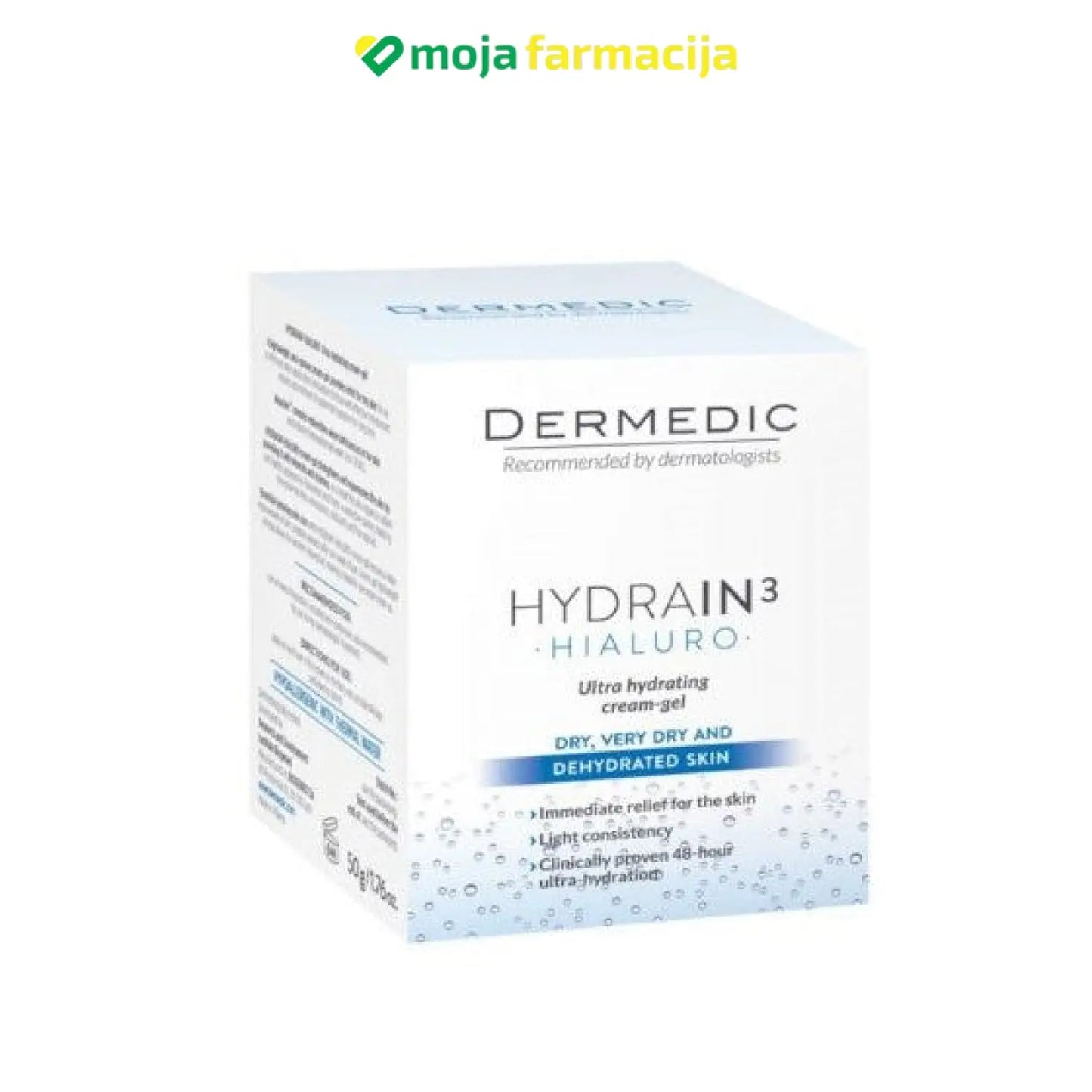 Slika proizvoda DERMEDIC Hydrain3 Ultra hidratantni kremasti gel za lice 50ml iz online apoteke Moja Farmacija - BIH
