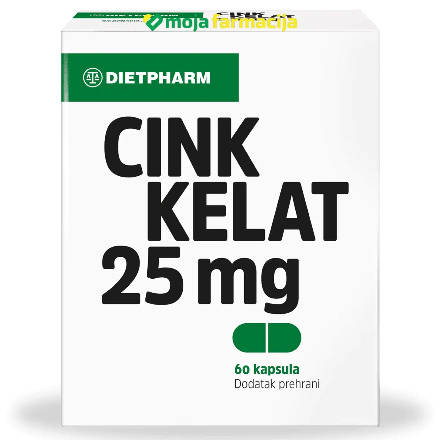 Slika proizvoda DIETPHARM Cink kelat 25mg iz online apoteke Moja Farmacija - BIH