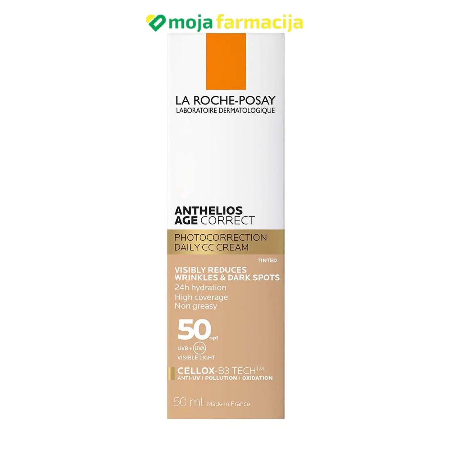 Slika proizvoda LA ROCHE-POSAY Anthelios Age correct SPF50 krema protiv starenja tonirana iz online apoteke Moja Farmacija - BIH