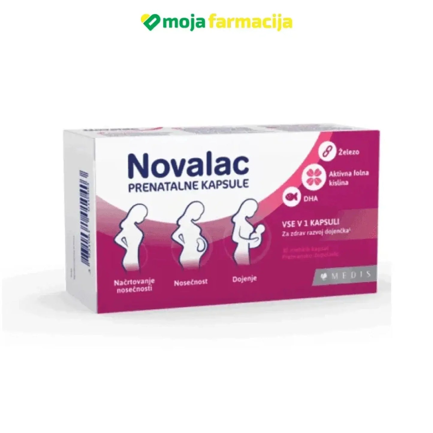 Slika proizvoda Novalac prenatalne kapsule iz online apoteke Moja Farmacija - BIH