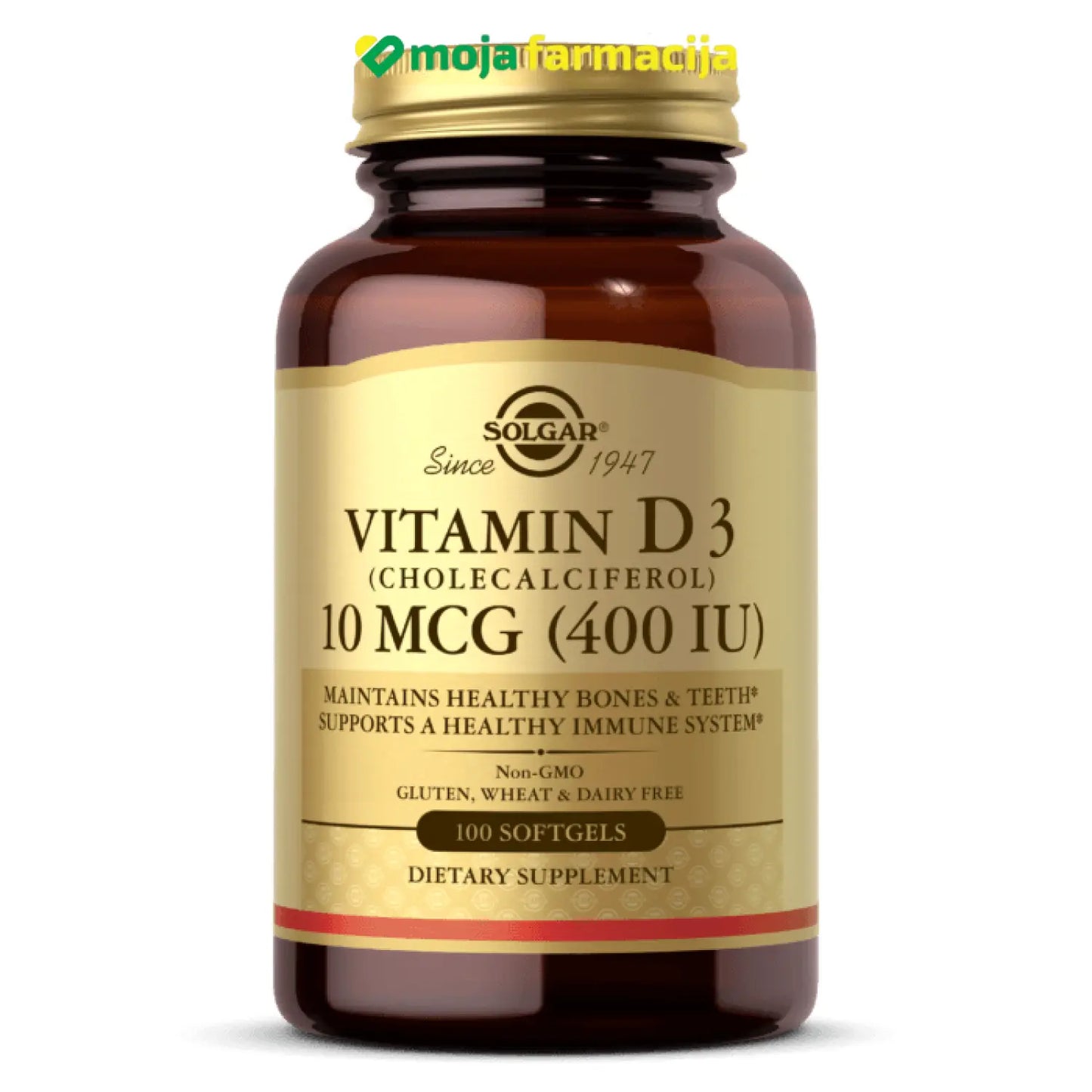Slika proizvoda SOLGAR Vitamin D3 400 IU ( 10mcg ) iz online apoteke Moja Farmacija - BIH