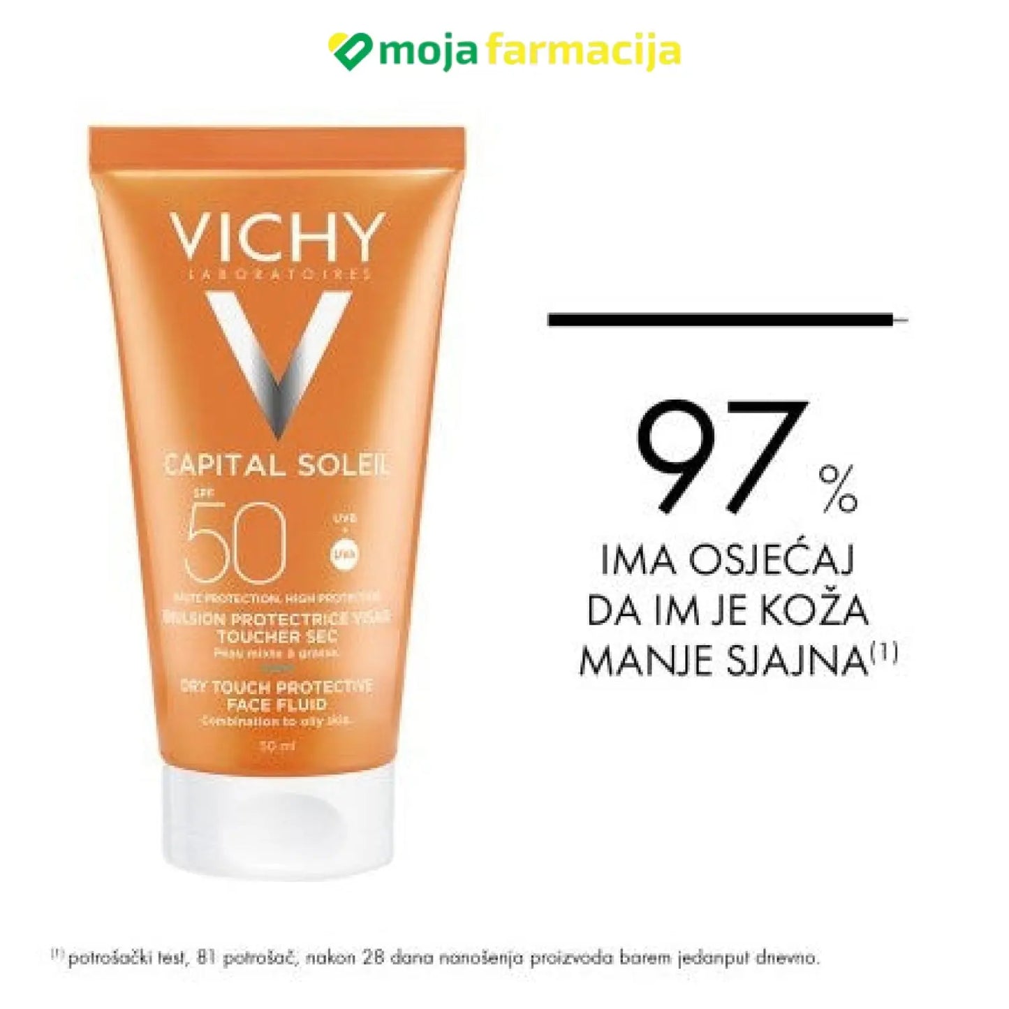 Slika proizvoda VICHY Capital Soleil Dry touch matirajući fluid SPF50 50ml iz online apoteke Moja Farmacija - BIH