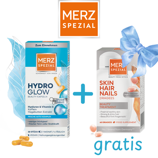 Slika proizvoda MERZ Hydro Glow Beauty + MERZ Spezial Skin Hair Nails GRATIS iz online apoteke Moja Farmacija - BIH