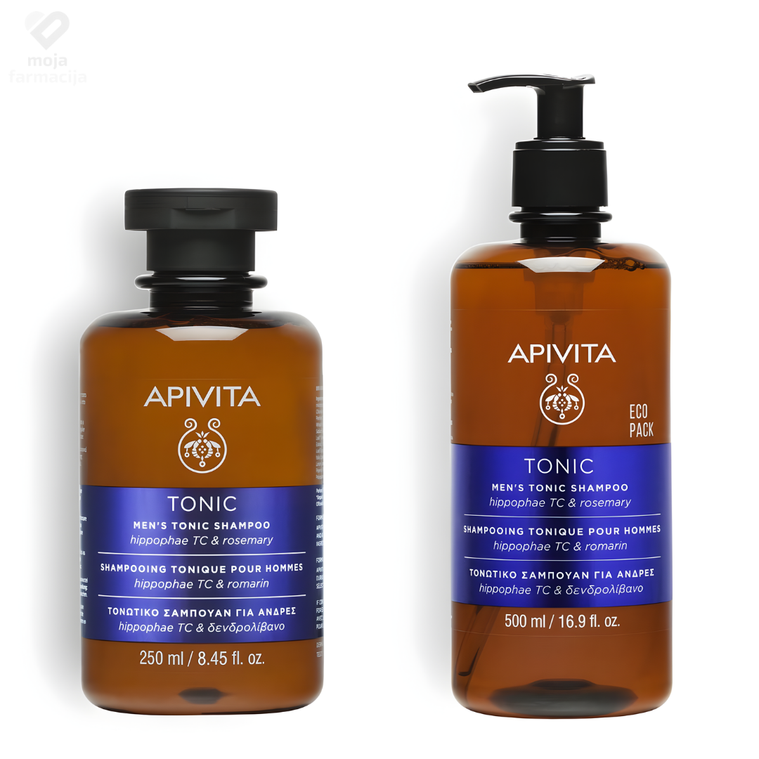 APIVITA muški tonik šampon protiv opadanja kose s pasjim trnom i ružmarinom.