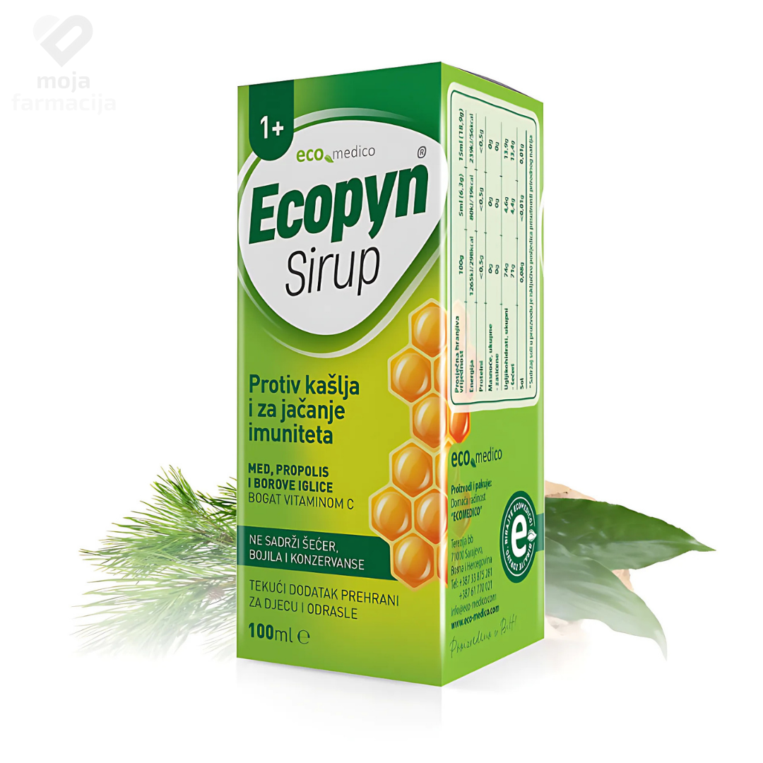 Slika proizvoda ECO MEDICO Ecopyn medni sirup za kašalj i imunitet 100ml iz online apoteke Moja Farmacija - BIH