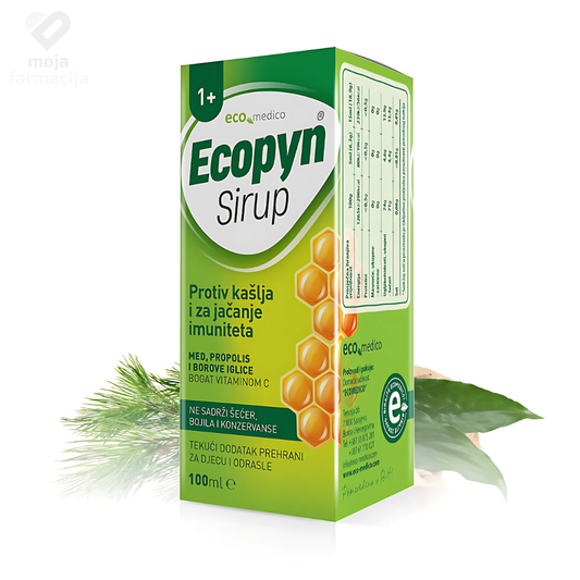 Slika proizvoda ECO MEDICO Ecopyn medni sirup za kašalj i imunitet 100ml iz online apoteke Moja Farmacija - BIH