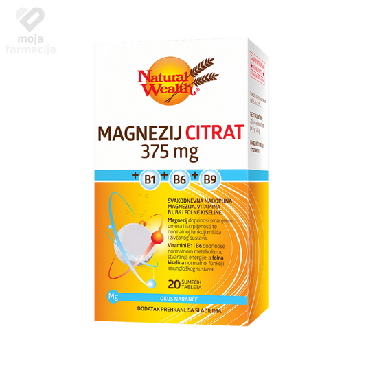 NATURAL WEALTH Magnezij citrat + B1 + B6 + B9 šumeće tablete