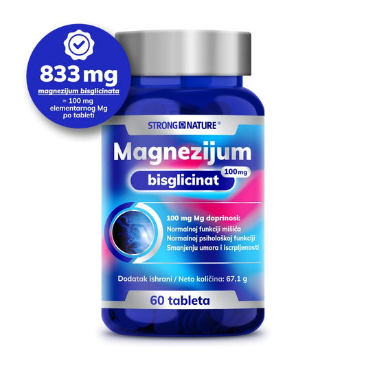 Slika proizvoda STRONG NATURE Magnezijum bisglicinat 100mg iz online apoteke Moja Farmacija - BIH