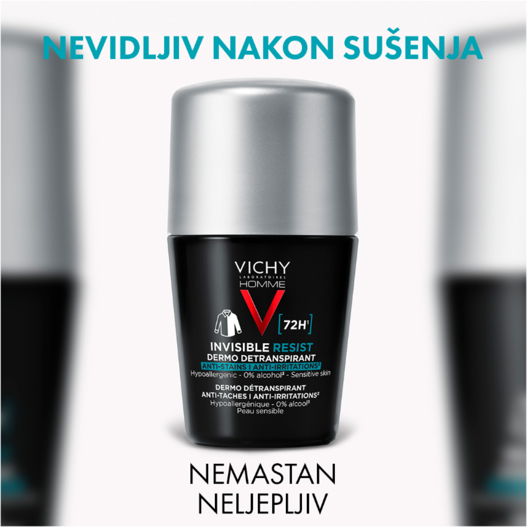 Slika proizvoda VICHY Homme invisible resist 72h detranspirant protiv mrlja i nadraženosti 50ml iz online apoteke Moja Farmacija - BIH