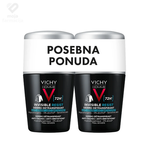 VICHY Homme Antiperspirant roll-on 72h – DUO pakovanje (-50% na drugo)