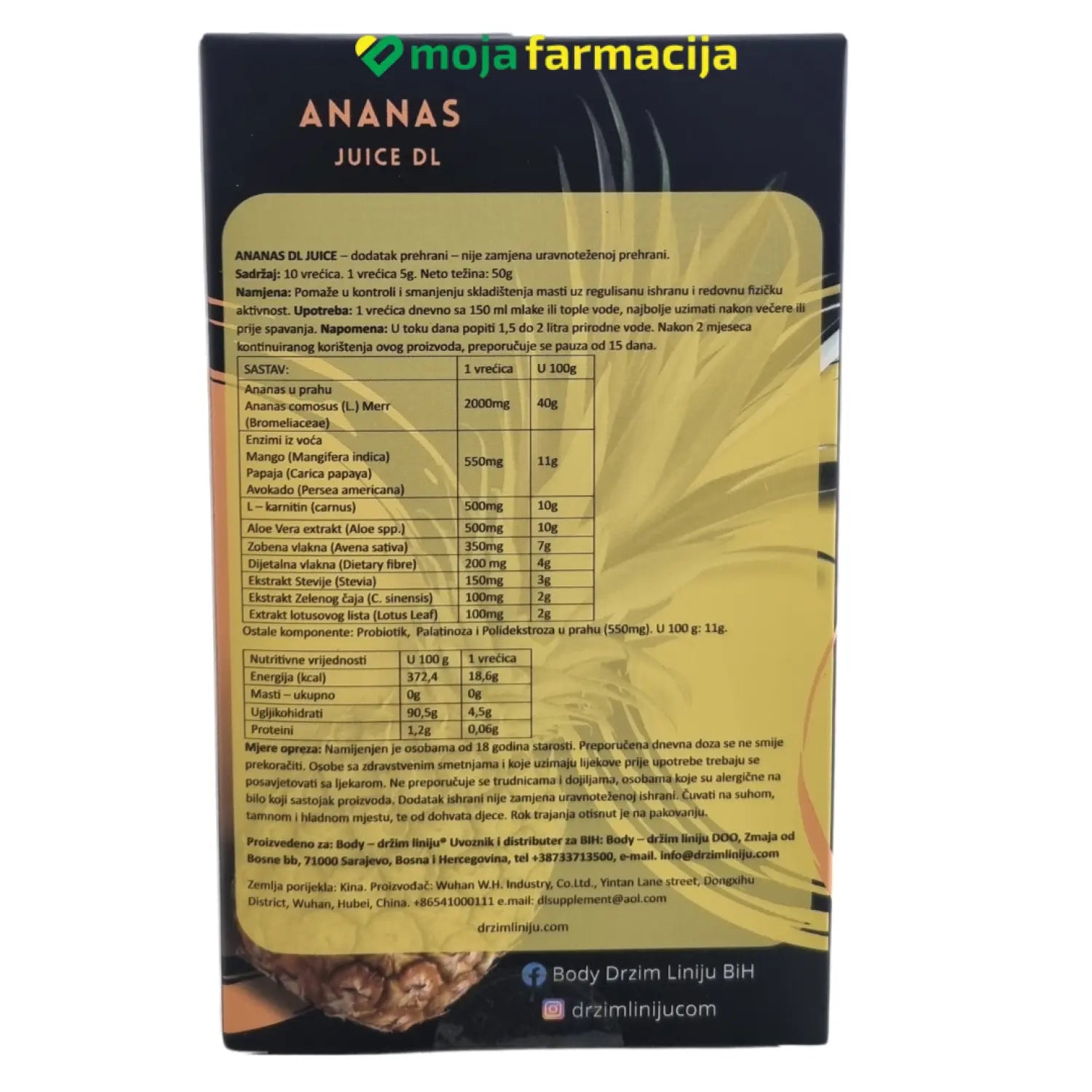 Slika proizvoda Ananas DL Juice detox iz online apoteke Moja Farmacija - BIH