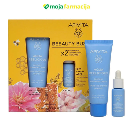 APIVITA Beeauty Buzz set ( Aqua Beelicious rich krema 40ml + booster 10ml ) - Moja Farmacija - BIH