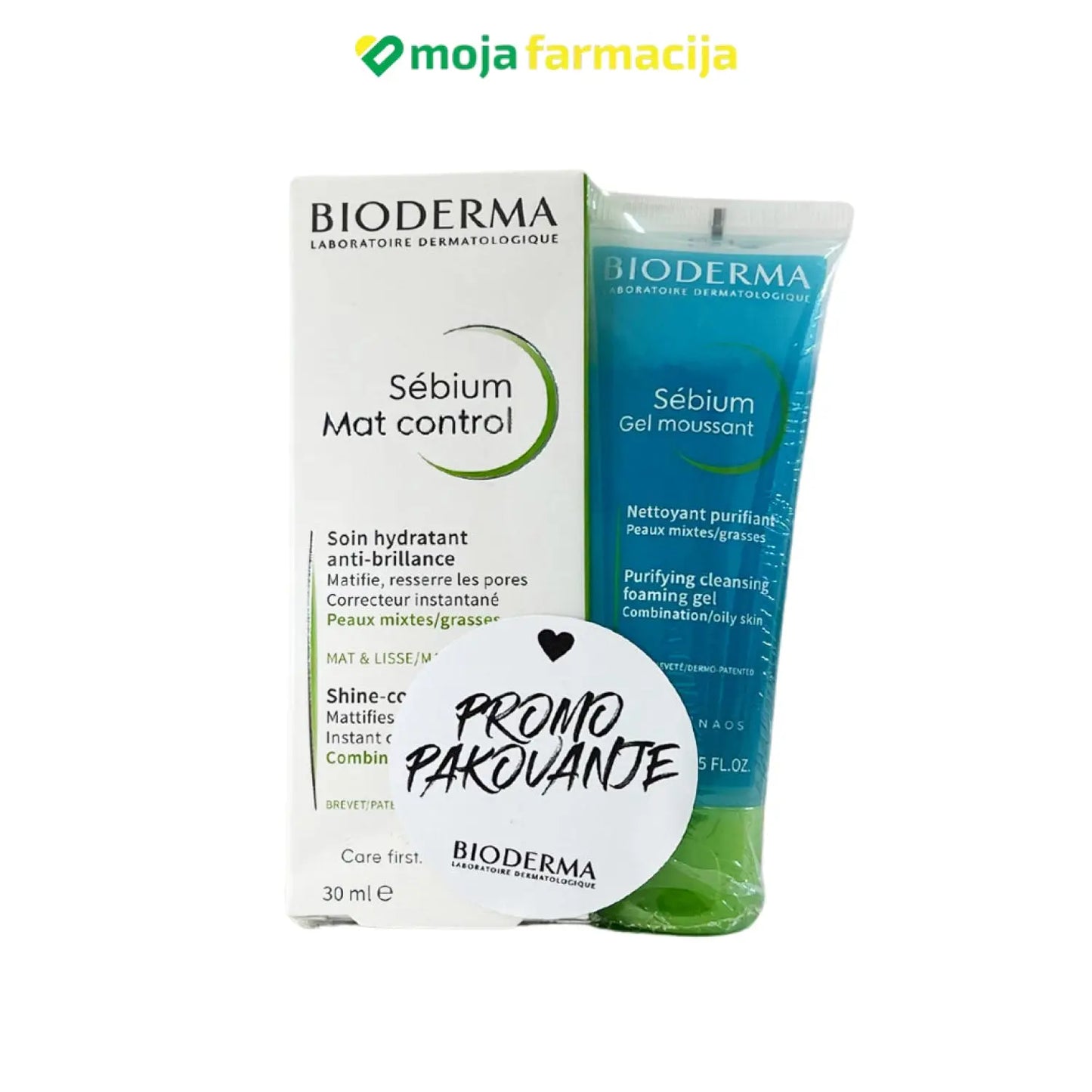 Slika proizvoda BIODERMA Mat control krema + Sebium pjenušavi gel PROMO iz online apoteke Moja Farmacija - BIH