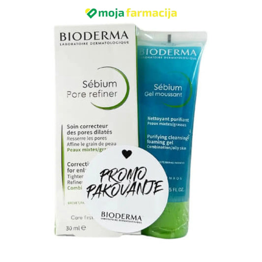 BIODERMA Sebium pore refiner krema + Sebium pjenušavi gel PROMO - Moja Farmacija - BIH