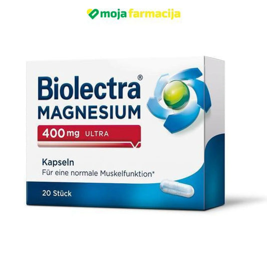 Slika proizvoda Biolectra Magnesium ultra 400mg kapsule iz online apoteke Moja Farmacija - BIH