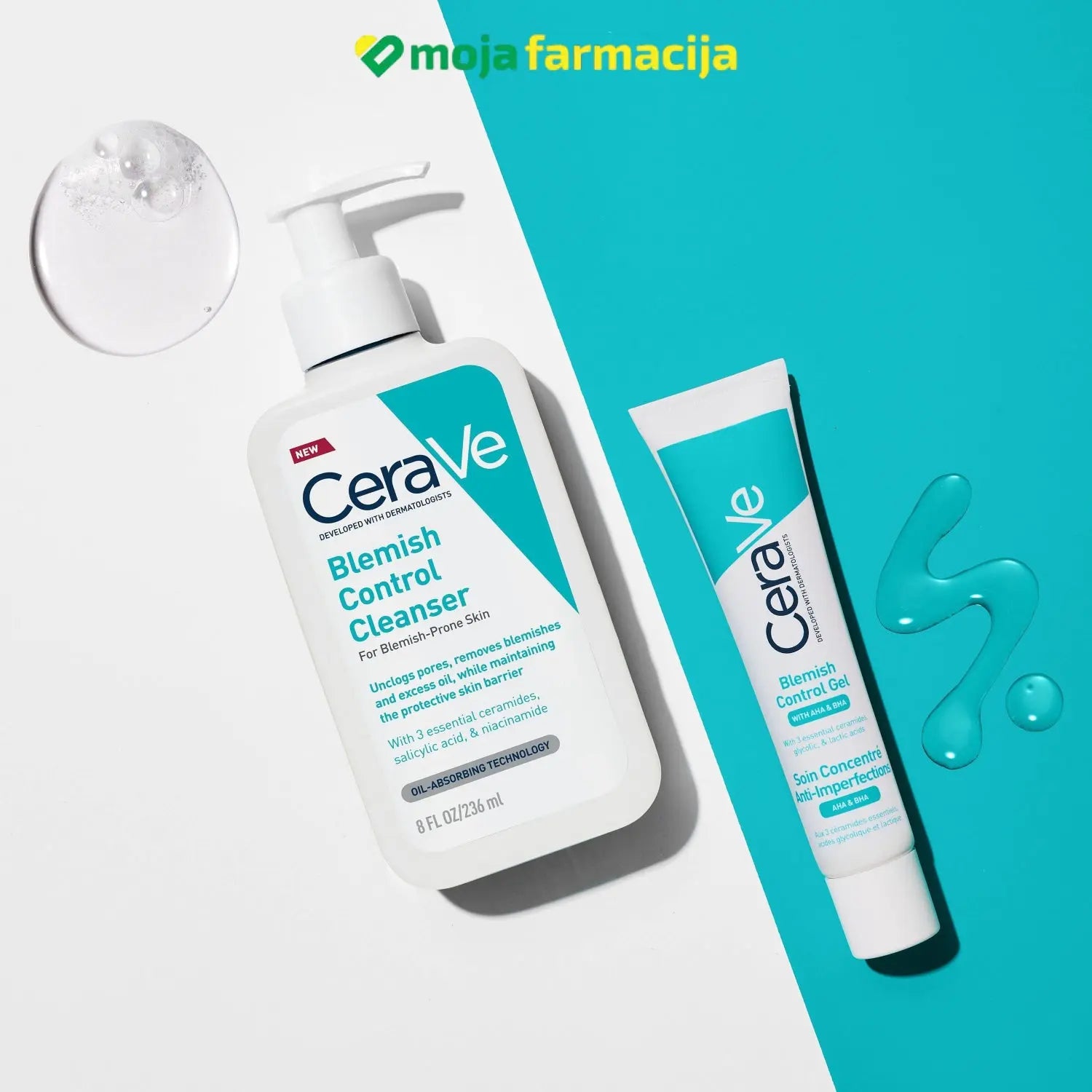 Slika proizvoda CeraVe Blemish control gel 40ml + CV Akne gel za čišćenje 236 ml iz online apoteke Moja Farmacija - BIH