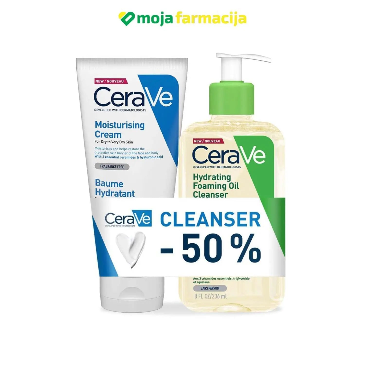 Slika proizvoda CeraVe Hidratantna krema 177ml +  CV Hidratantno ulje za čišćenje 236ml iz online apoteke Moja Farmacija - BIH