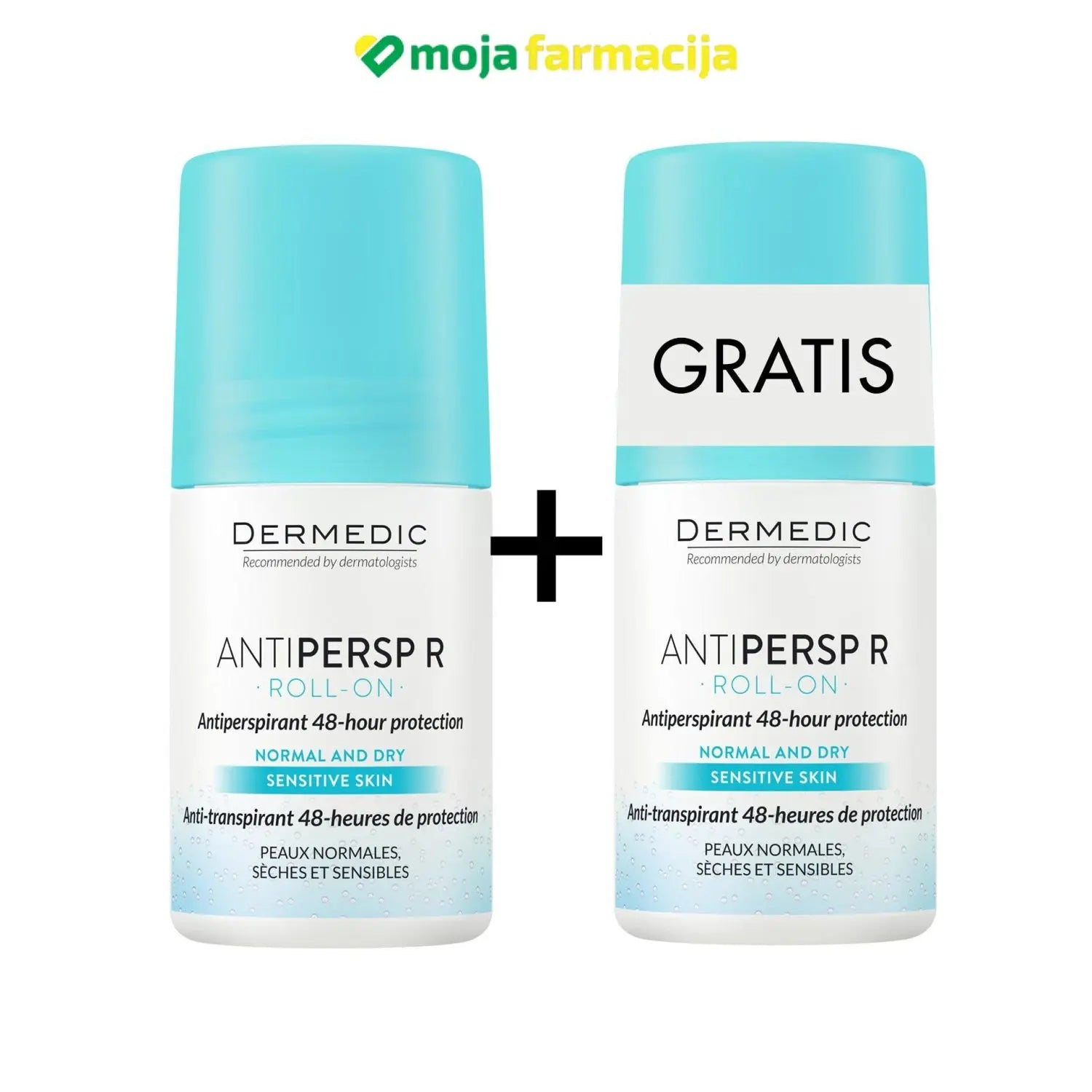 Slika proizvoda DERMEDIC Antipersp R roll on 1+1 GRATIS iz online apoteke Moja Farmacija - BIH