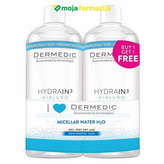 DERMEDIC Hydrain3 micelarna voda H2O 500ml 1+1 GRATIS - Moja Farmacija - BIH
