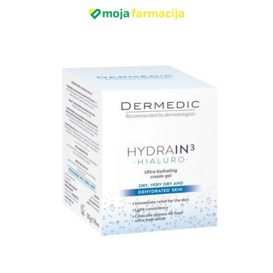 Slika proizvoda DERMEDIC Hydrain3 Ultra hidratantni kremasti gel za lice 50ml iz online apoteke Moja Farmacija - BIH