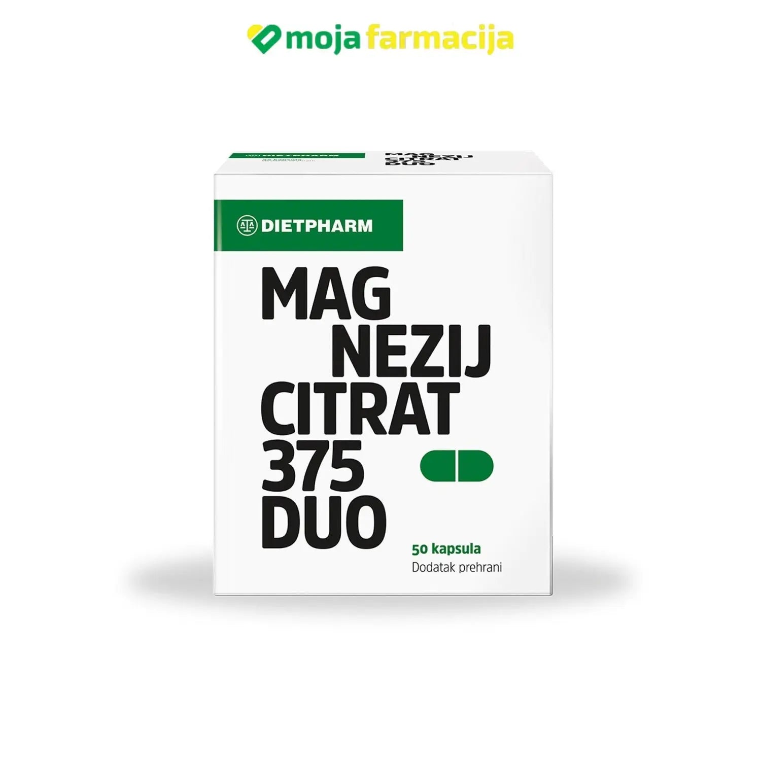 Slika proizvoda DIETPHARM Magnezij citrat 375 duo kapsule iz online apoteke Moja Farmacija - BIH