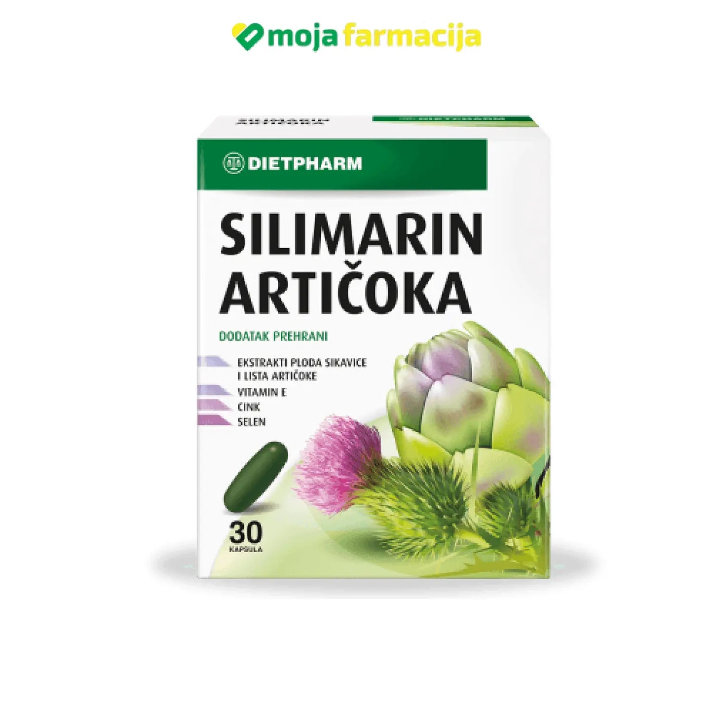 Slika proizvoda DIETPHARM Silimarin Artičoka kapsule iz online apoteke Moja Farmacija - BIH