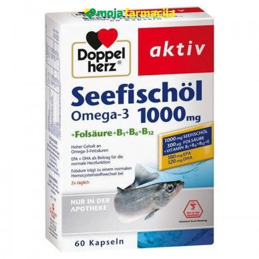 Slika proizvoda DOPPELHERZ aktiv ulje lososa + folna kiselina + vitamin B iz online apoteke Moja Farmacija - BIH