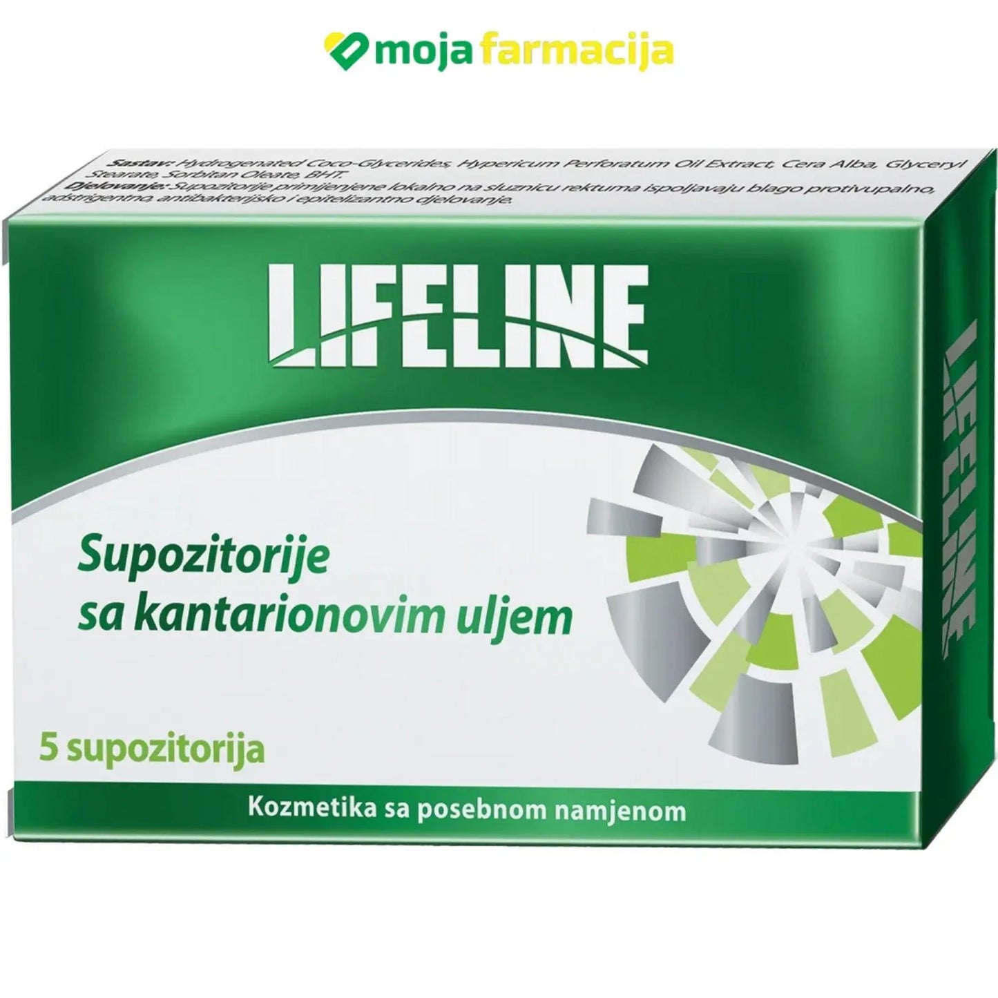 Slika proizvoda LIFELINE Supozitorije sa kantarionovim uljem 5/1 iz online apoteke Moja Farmacija - BIH