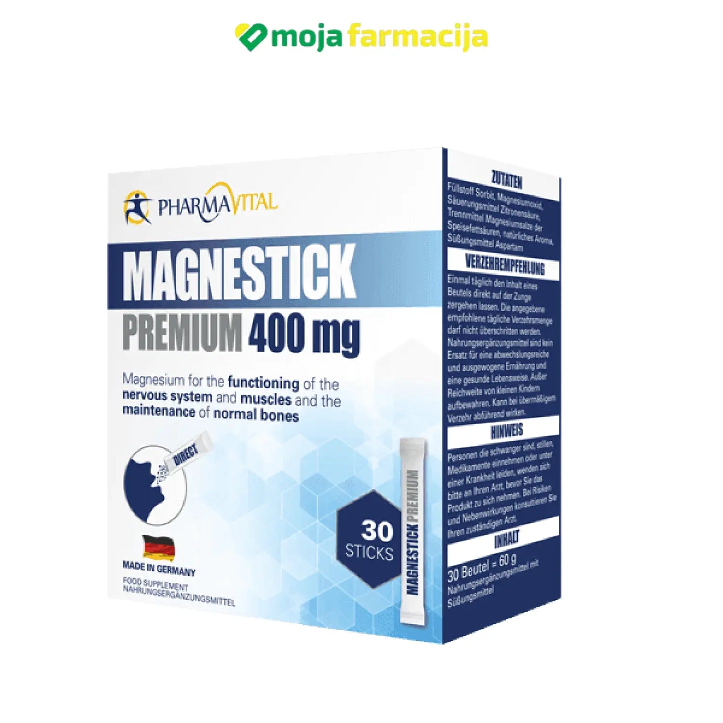 Slika proizvoda Magnestick 400mg PHARMAVITAL iz online apoteke Moja Farmacija - BIH