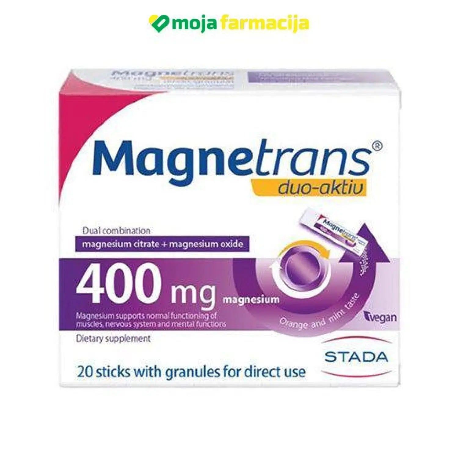 Slika proizvoda Magnetrans duo aktiv 400mg iz online apoteke Moja Farmacija - BIH