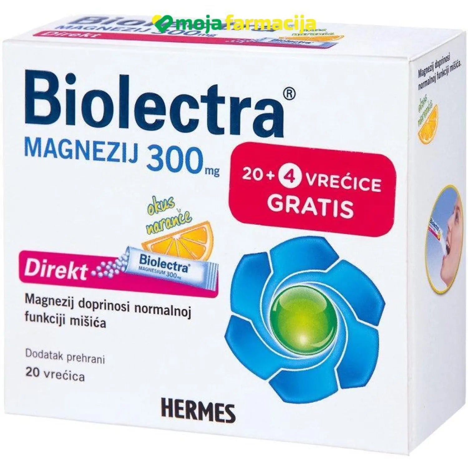 Slika proizvoda Magnezij 300mg narandža BIOLECTRA iz online apoteke Moja Farmacija - BIH