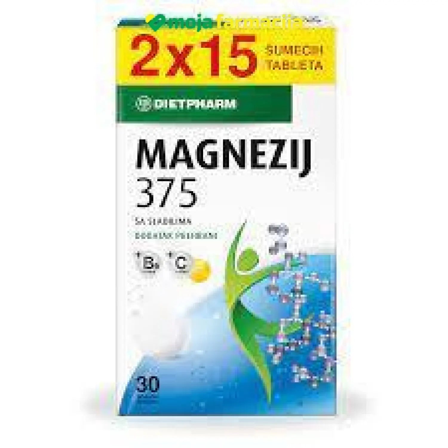 Slika proizvoda DIETPHARM Magnezij 375 šumeće tablete iz online apoteke Moja Farmacija - BIH