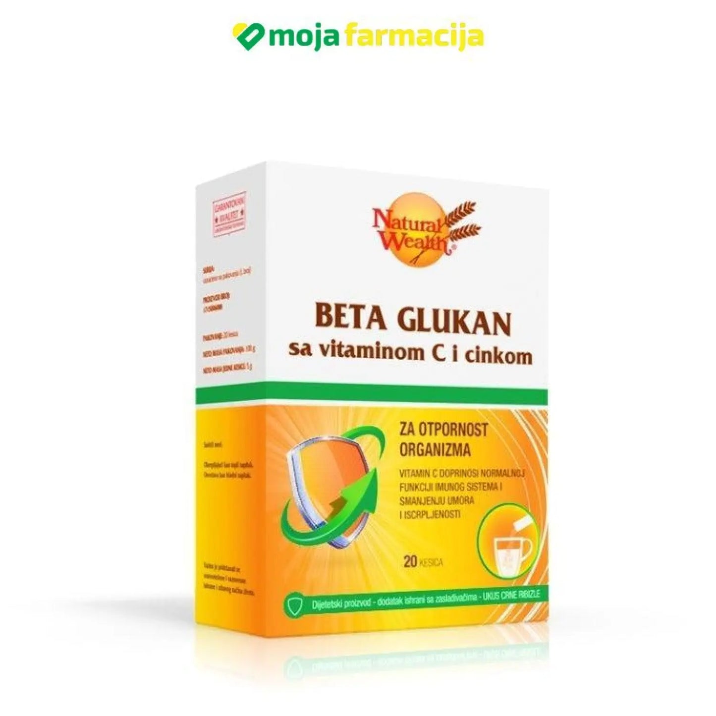 Slika proizvoda NATURAL WEALTH Beta glukan sa vitaminom C i cinkom iz online apoteke Moja Farmacija - BIH