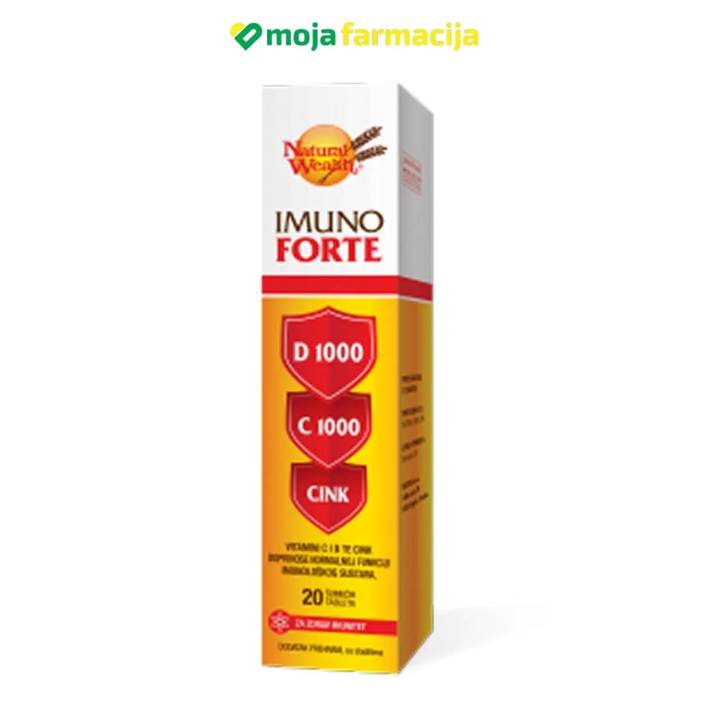 Slika proizvoda NATURAL WEALTH Imuno forte vitamin D+vitamin C+cink iz online apoteke Moja Farmacija - BIH