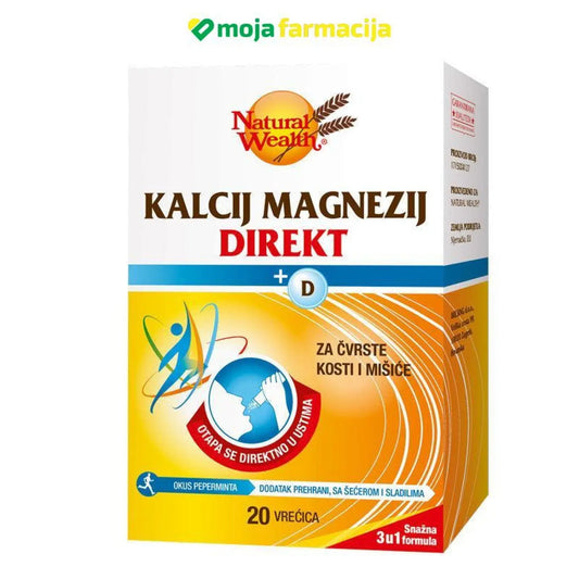 Slika proizvoda NATURAL WEALTH Kalcij Magnezij + vitamin D direct granule iz online apoteke Moja Farmacija - BIH