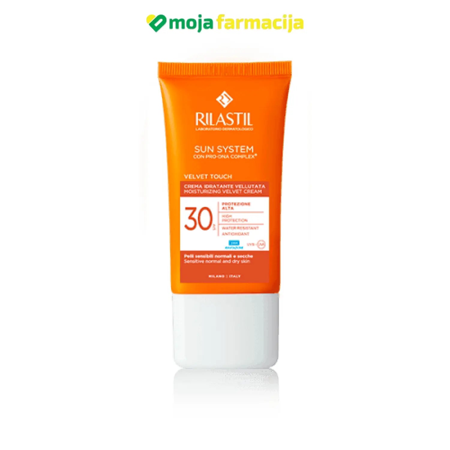 Slika proizvoda RILASTIL Sun system velvet touch hidratantna krema SPF30 iz online apoteke Moja Farmacija - BIH