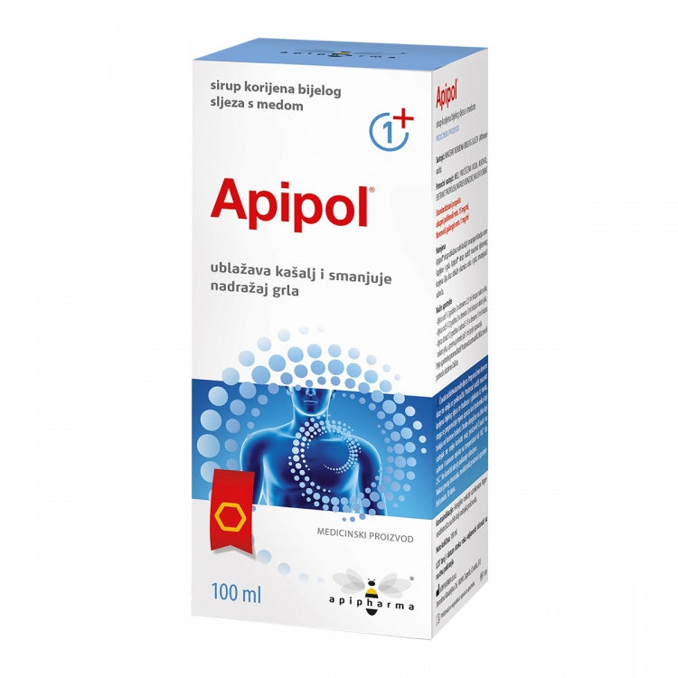 Slika proizvoda APIPHARMA Apipol medni sirup sa bijelim sljezom 100ml iz online apoteke Moja Farmacija - BIH