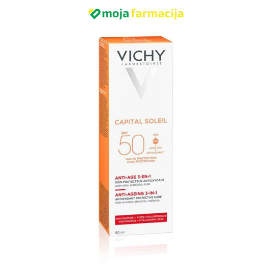 Slika proizvoda VICHY Capital Soleil Anti-age SPF50- krema za zaštitu od sunca sa anti-age efektom 50ml iz online apoteke Moja Farmacija - BIH