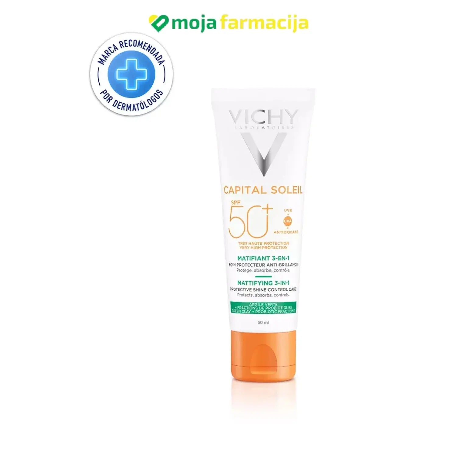 Slika proizvoda VICHY Capital Soleil SPF50+ matirajuća njega 3u1 50ml iz online apoteke Moja Farmacija - BIH