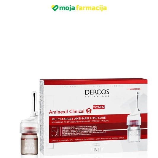 Slika proizvoda VICHY Dercos Aminexil Clinical-5 ampule protiv ispadanja kose za žene iz online apoteke Moja Farmacija - BIH