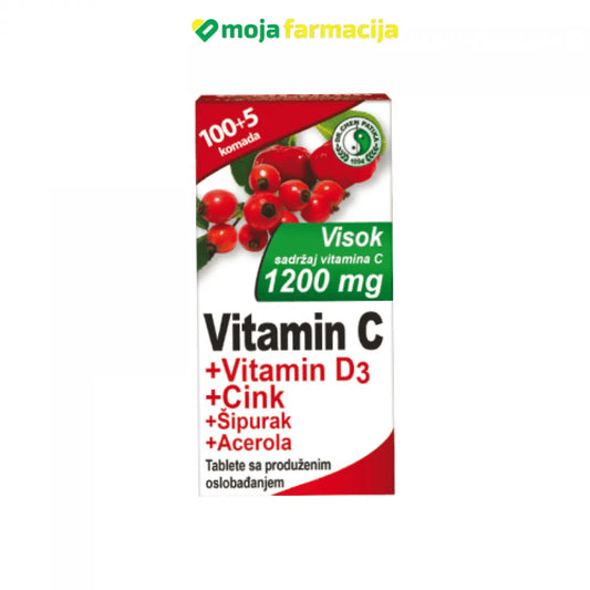 Slika proizvoda Vitamin C + vitamin D3 + Cink +  šipurak + acerola iz online apoteke Moja Farmacija - BIH