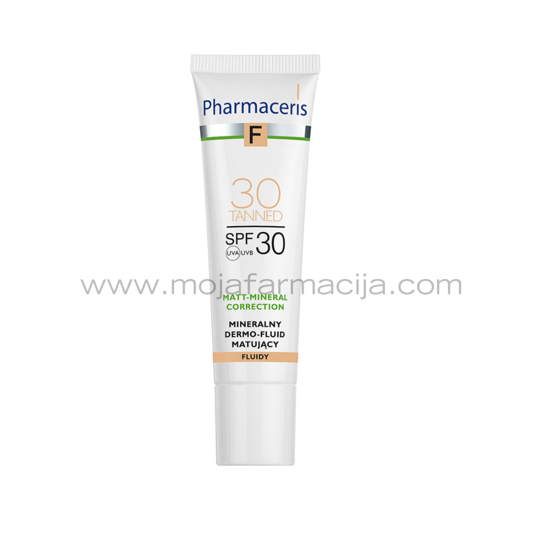 Slika proizvoda PHARMACERIS Mineralni matirajući tečni puder SPF30 30ml iz online apoteke Moja Farmacija - BIH